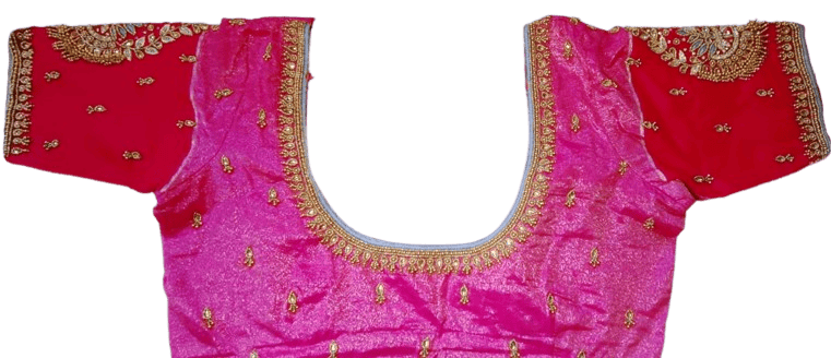 Embroidered Pink Saree Blouse With Zari Work