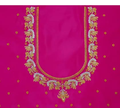 Pink Hand Embroidered Blouse With Zari Work Pink Hand Embroidered Blouse With Zari Work