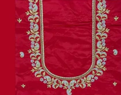 JANUS BOTIQUE & MATCHING CENTER - Red and gold zari and beads embroidery work blouse JANUS BOTIQUE & MATCHING CENTER - Red and gold zari and beads embroidery work blouse