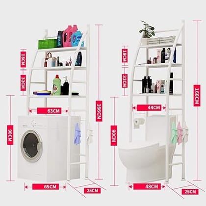 Washing Machine Over Storage Rack 3 Layer Metal Bathroom Shelf Space Saving Organizer for Laundry Room Wash Basin Floor Stand (Washing Machine Rack)