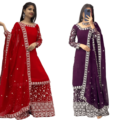 Red Purple Palazzo Suit Set Ready to wear indian salwar kameez Dupatta for women anarkali designer pakistani dresses Festival 3 piece