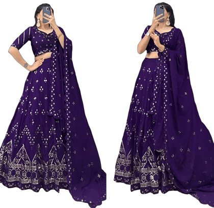 Purple Lehenga Choli Readymade Stitched For Wedding Women Partywear Skirt Ready To Wear Festival Lehenga Choli