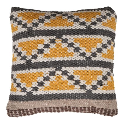 Lalawat-Export Cushion Cover Brownyellow Cotton Throw Pillows Boho Handmade Knit case Sofa Decor Fringes (Square, 16x16 Inches) LLE_1 Lalawat-Export Cushion Cover Brownyellow Cotton Throw Pillows Boho Handmade Knit case Sofa Decor Fringes (Square, 16x16 Inches) LLE_1