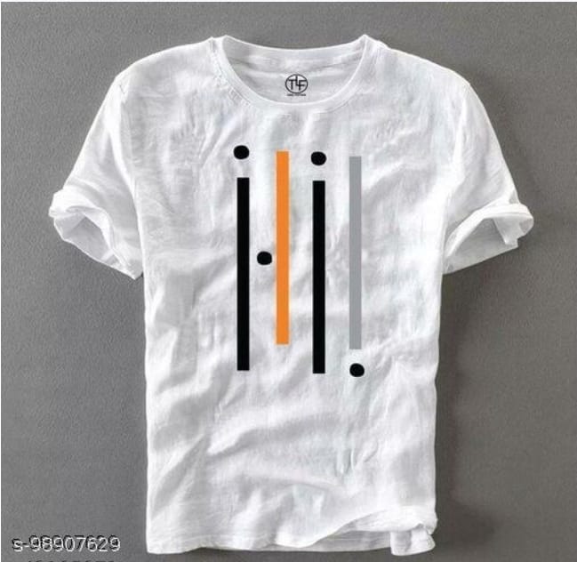 Men's White Cotton Blend Round Neck Half Sleeve Printed T-Shirt