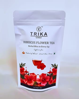 "TRIKA CHAI Hibiscus Flower Tea - Herbal Bliss in Every Sip, Caffeine-Free, Product of Bharat, Direct From Farms, 50gm" "TRIKA CHAI Hibiscus Flower Tea - Herbal Bliss in Every Sip, Caffeine-Free, Product of Bharat, Direct From Farms, 50gm"