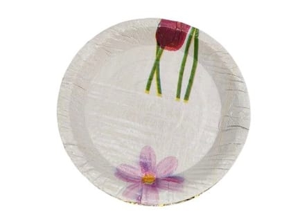BHARGAVI PAPER PRODUCT- White paper plate with floral design
