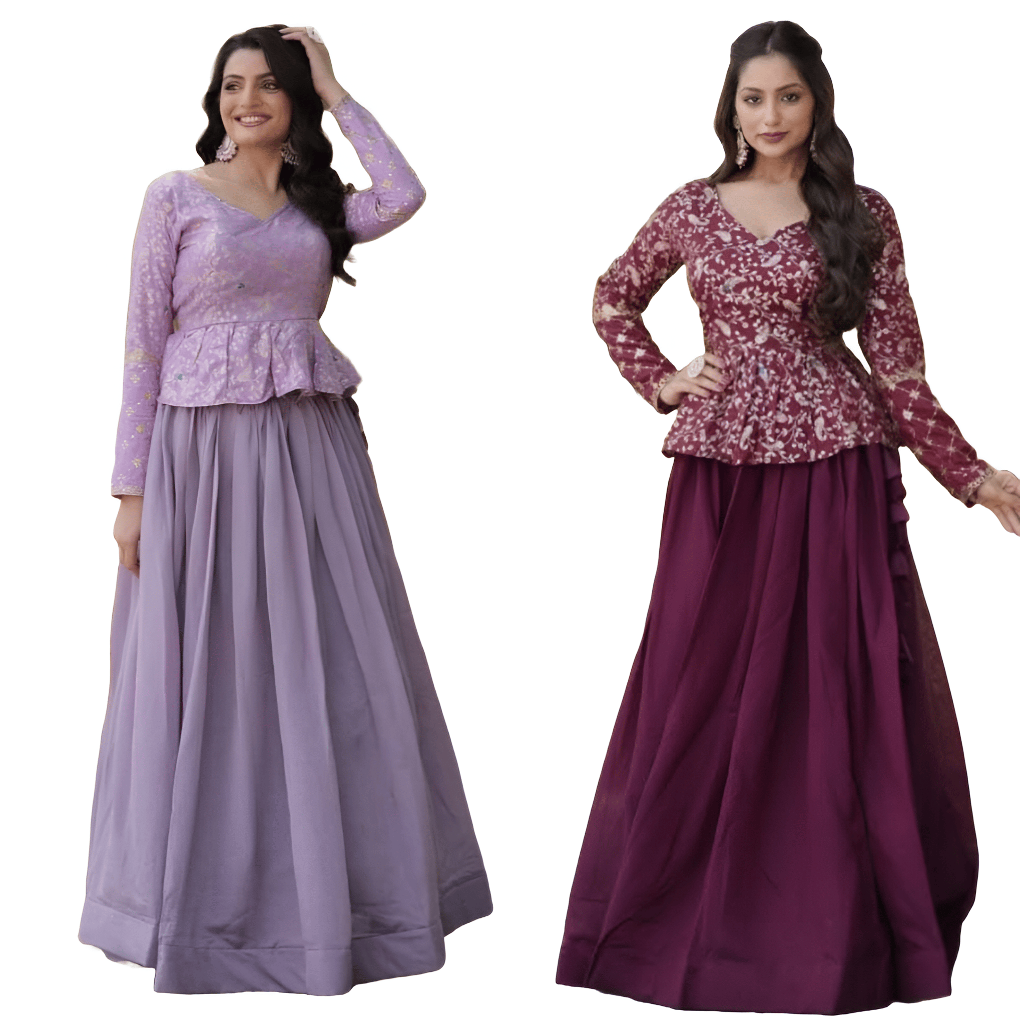 Purple Wine Lehenga Choli Readymade Stitched For Wedding Women Party Skirt Ready To Wear