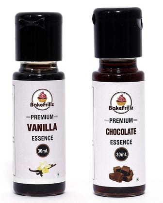 Bakefrillz Vanilla and Chocolate Food Flavor Essence 30 ml x 2 for Cake Baking, Ice Creams, Puddings, Cookies Bakefrillz Vanilla and Chocolate Food Flavor Essence 30 ml x 2 for Cake Baking, Ice Creams, Puddings, Cookies