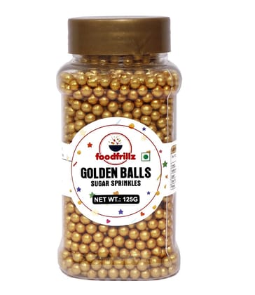 foodfrillz Golden Balls (125 g) Golden Dragees | Shiny Balls for cake decoration
