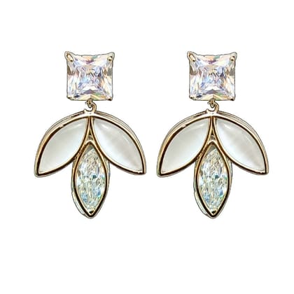 Jewelryklub Glittering Cubic Zircona Studded Silver Plated Earrings For Girls Women