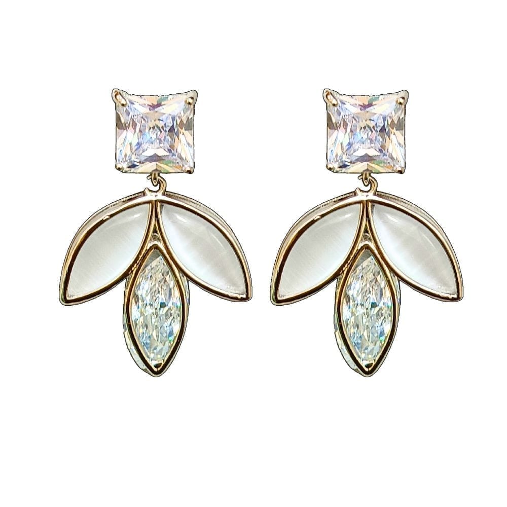 Jewelryklub Glittering Cubic Zircona Studded Silver Plated Earrings For Girls Women