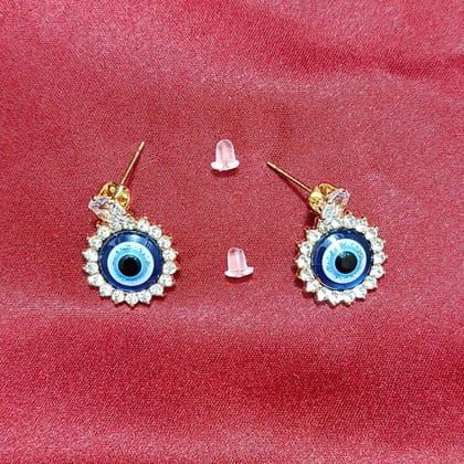 Jewelryklub American Diamond Evil Eye Earrings Rose Gold Plated For Girls Women Round Shape Jewelryklub American Diamond Evil Eye Earrings Rose Gold Plated For Girls Women Round Shape