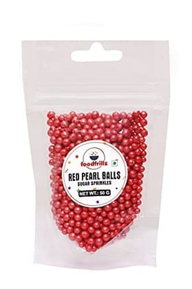 foodfrillz Red Pearl Balls, 50 g Sugar Sprinkles for cake decoration foodfrillz Red Pearl Balls, 50 g Sugar Sprinkles for cake decoration