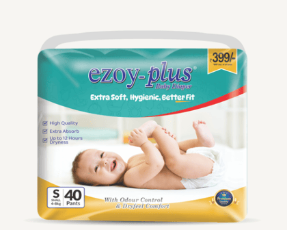 Ezoyplus Extra soft Baby Diaper Pants| Small Size Baby Diapers (4-8 kg) Upto 12 hours Absoprtion 40 pcs -S40-1