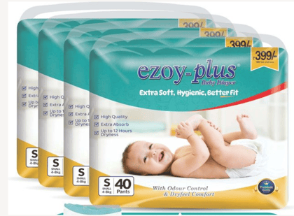 Ezoyplus Extra soft Baby Diaper Small Size (4-8 kg)| Dryfeel Comfort & Odour control(160 pcs)