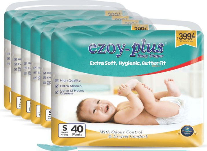 Ezoyplus Extra soft Baby Diaper Small Size (4-8 kg)| Dryfeel Comfort & Leak Protection(240 pcs)S40-6