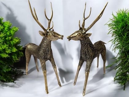  A Pair of Brass Deer Statues