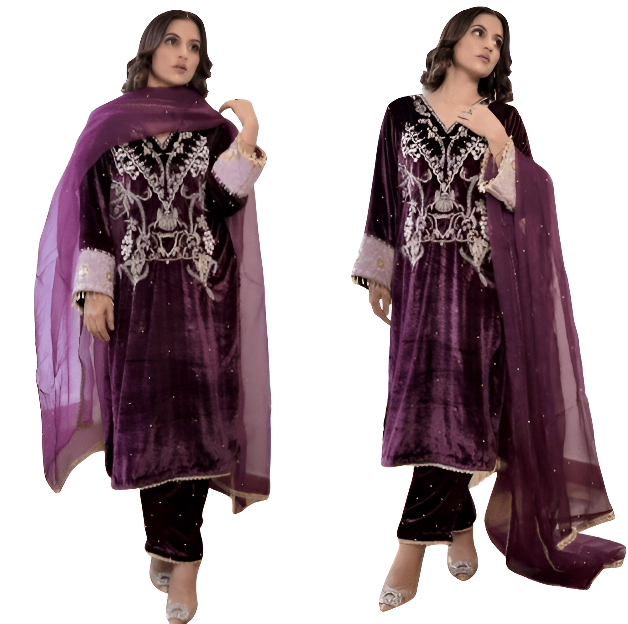 Velvet Ready to wear indian salwar kameez Dupatta for women anarkali designer pakistani dresses Festival 3 piece