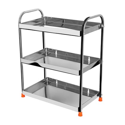 Kitchen Spice Rack | Stainless Steel 3 Tier Multipurpose Countertop Organizer Rack || Multishelf Storage Stand for Kitchen, Bathroom or Dressing Table || Spice Rack