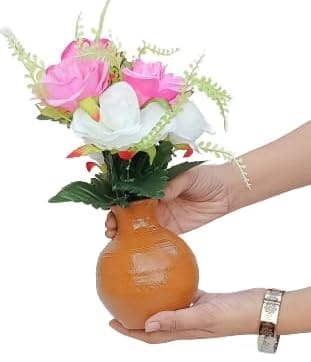 Mii Art Mitti fuldani Made of Terracotta Clay Handicrafts ShowPiece Vase with Flower Handmade Flower Pot Eco-Friendly Home D�cor(Size Large) 1 pcs.