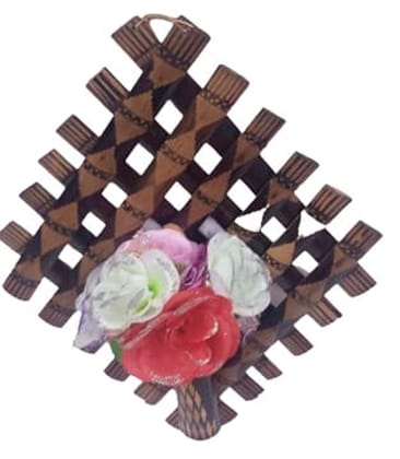 Mii Art Bamboo Wall Mounted Hanging Flower vase with Flower for Interior Decoration,Flower Pot,Decorative showpiece for Office Home Decoration,Business Gifts(size-17 inch,Large, Black)