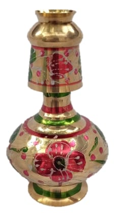 Mii Art Antique Mughal Design Brass Surahi and Glass for Home Deacoration Pital ki Surahi with Glass(Golden)(Material-Brass)(Size-15 cm 250 ml) Pack of 1 Set.