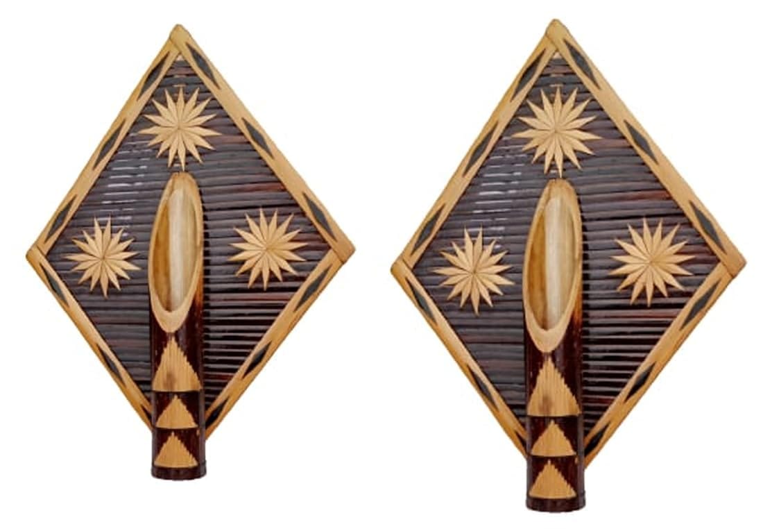 Mii Art Bamboo Wall Mounted Hanging Flower vase for Interior Decoration,Flower Pot,Decorative showpiece for Office Home Decoration,Business Gifts