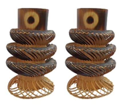 MiiArt Bamboo with Out Flower vase for Living Room Office (size-23 cm) Pack of 2 pcs. Bamboo Vase