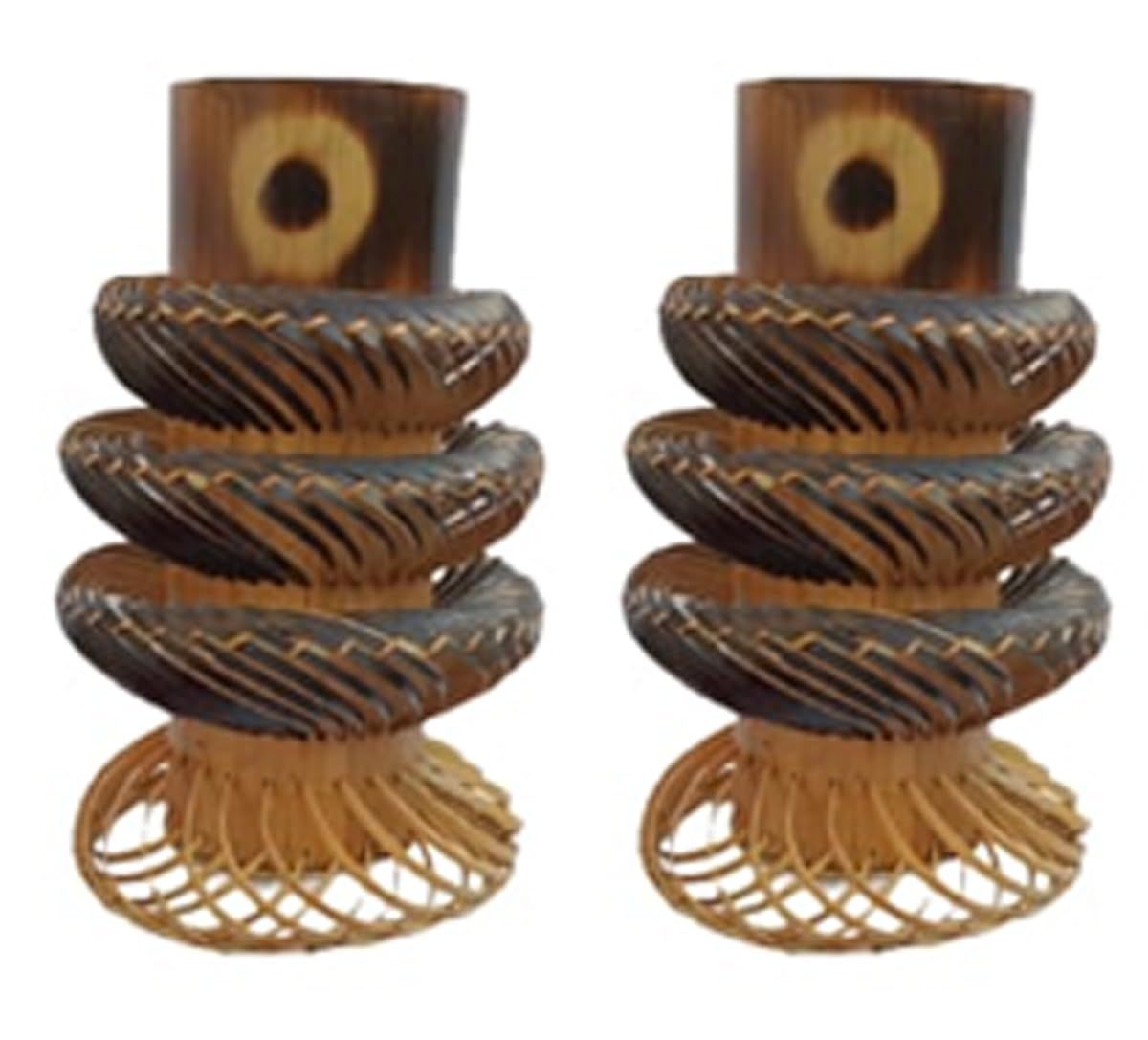 MiiArt Bamboo with Out Flower vase for Living Room Office (size-23 cm) Pack of 2 pcs. Bamboo Vase