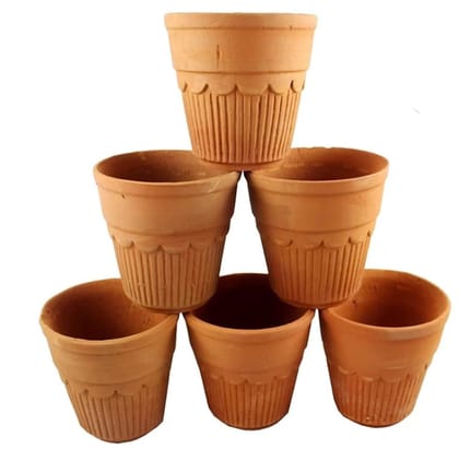 Mii Art Clay Kullad | Tea Cup/Glass | Handmad mitti kulhad(Brown)|Tea Kullad(Pack of 6) Reusable wash & use.