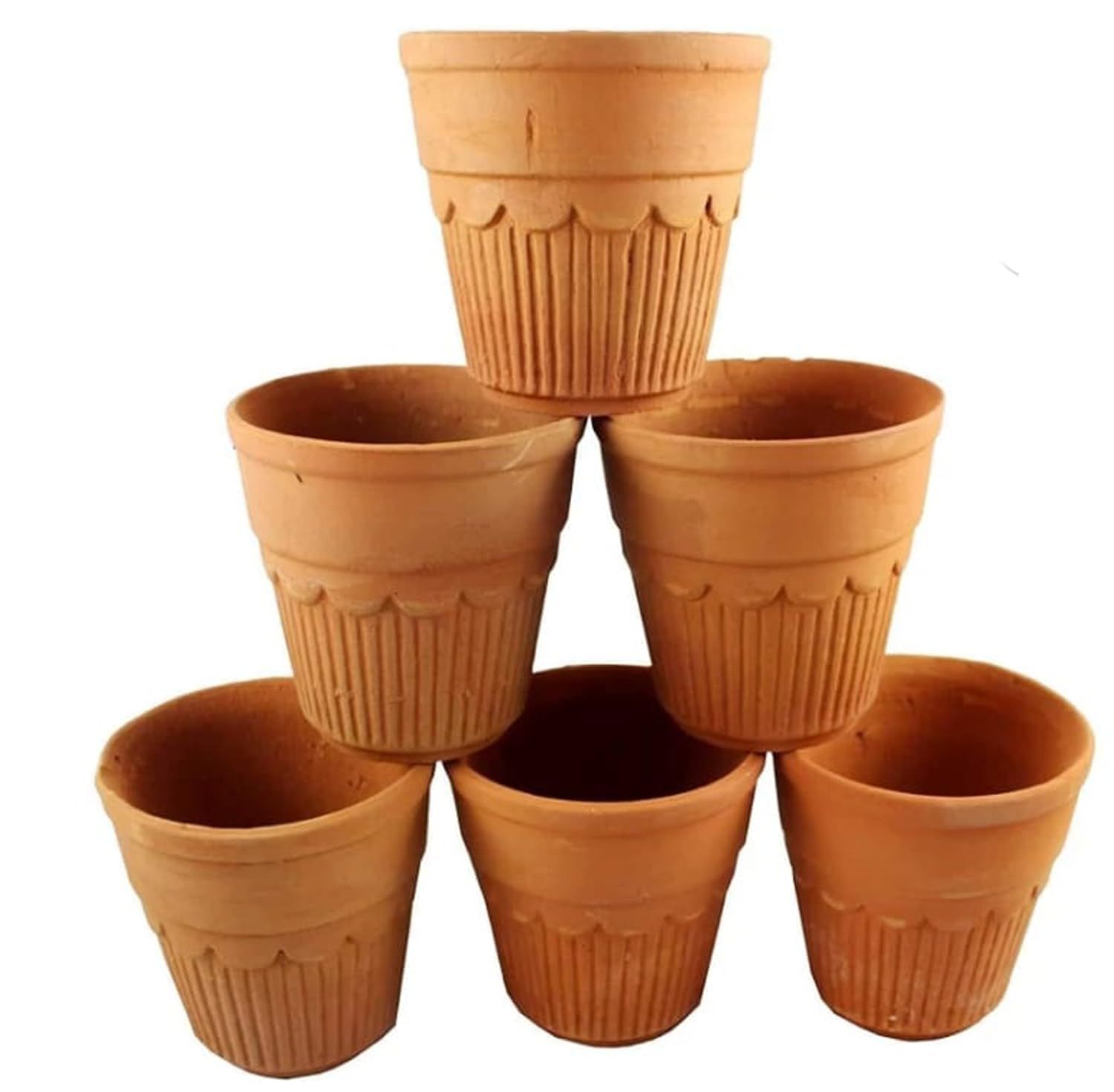 Mii Art Clay Kullad | Tea Cup/Glass | Handmad mitti kulhad(Brown)|Tea Kullad(Pack of 6) Reusable wash & use.