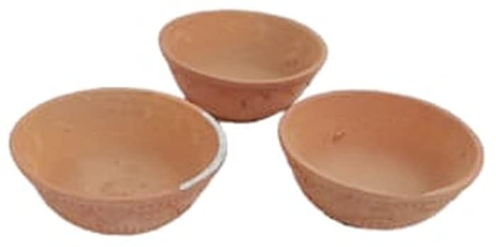 Mii Art Clay Katori/Serving Bowl/Earthenware Bowl for Serving Curd/kheer/Vegetables Pack of 3pcs.