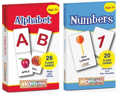 ZiGYASAW Colorful Flash Cards Combo for Kids Complete Early Learning | English ABC Alphabets & 123 Numbers Cards Combo for Age 4-7 Year Old | Pack of 2 ZiGYASAW Colorful Flash Cards Combo for Kids Complete Early Learning | English ABC Alphabets & 123 Numbers Cards Combo for Age 4-7 Year Old | Pack of 2