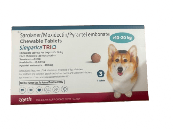 Simparica trio (pack of 3 tablets) for dogs 10-20kg