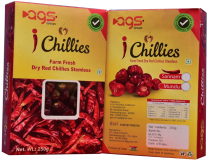 iChillies Dried Red Mundu/Round/Chettinad Chillies (Stemless) (250grams) - Pack of 2 iChillies Dried Red Mundu/Round/Chettinad Chillies (Stemless) (250grams) - Pack of 2