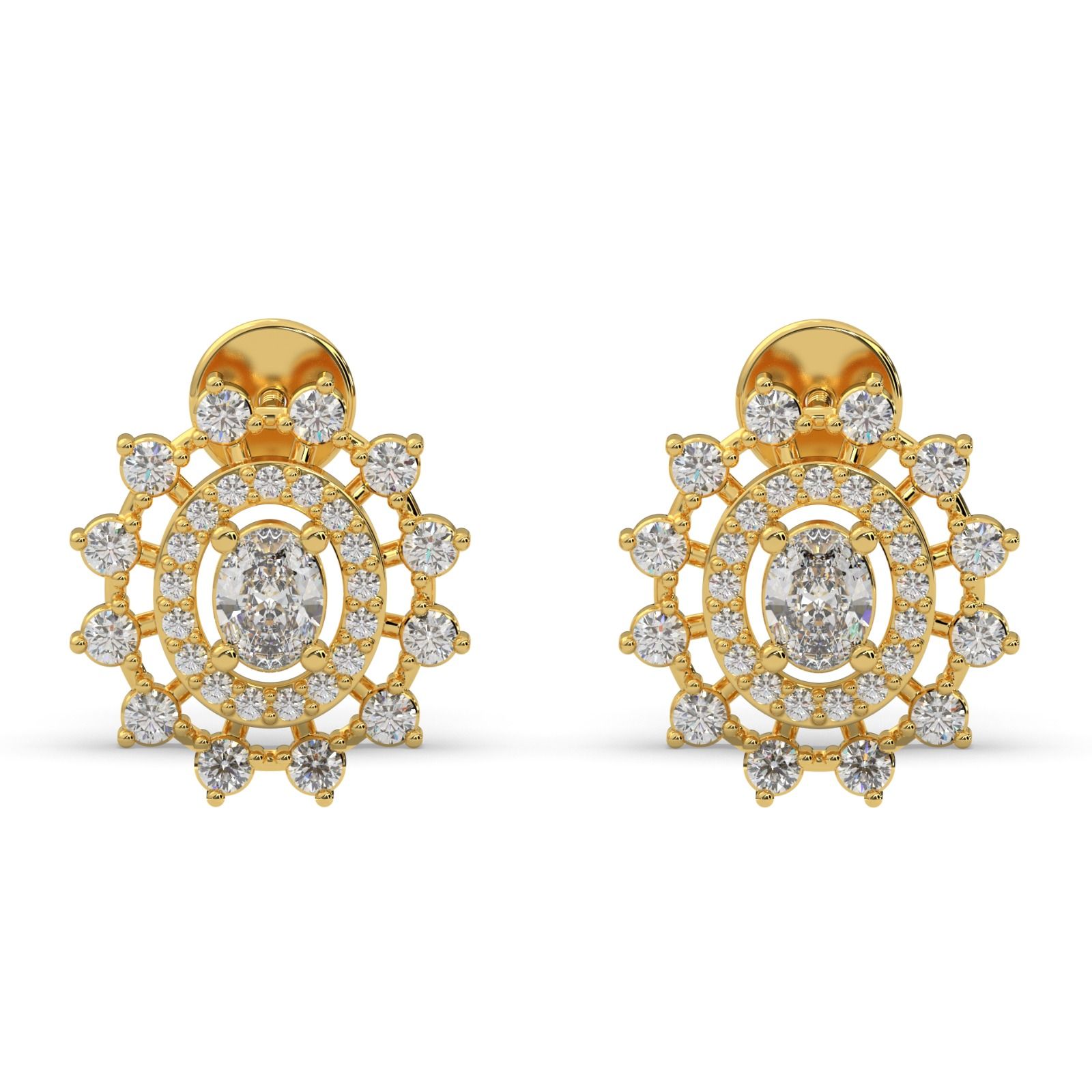 14K Yellow Gold 1/2 Cttw Diamond Earrings