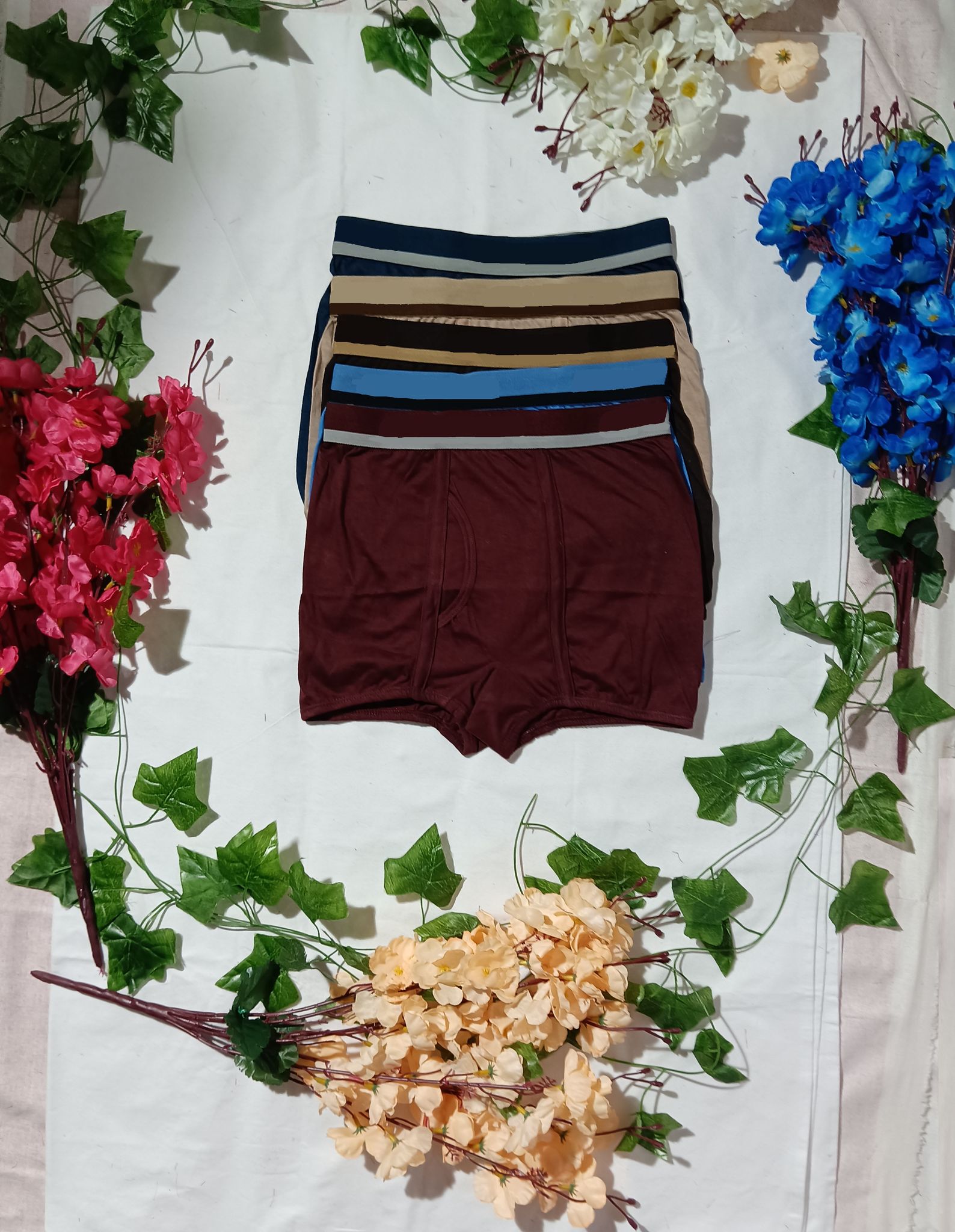 PACK OF 5 Solid Cotton Mini Trunks - Multicolour