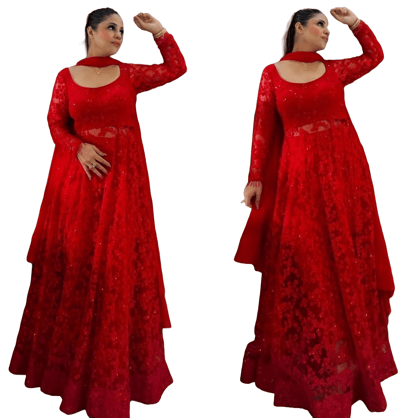 Red Ready to wear indian salwar kameez Dupatta for women anarkali designer pakistani dresses Festival 3 piece