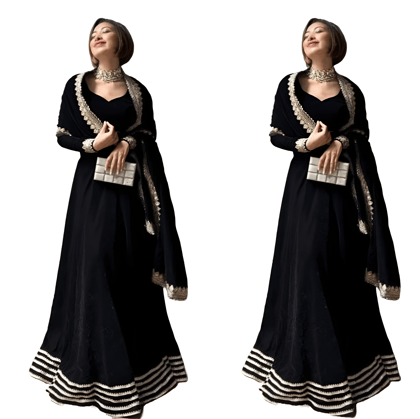 Black Green Lehenga Choli Readymade Stitched For Wedding Women Party Skirt Ready To Wear