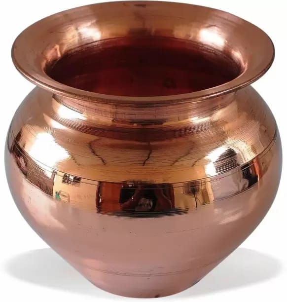 Vardan Copper Plating Kalash Lota For Festival Puja/Worship Pooja Items Copper Kalash (Brown)