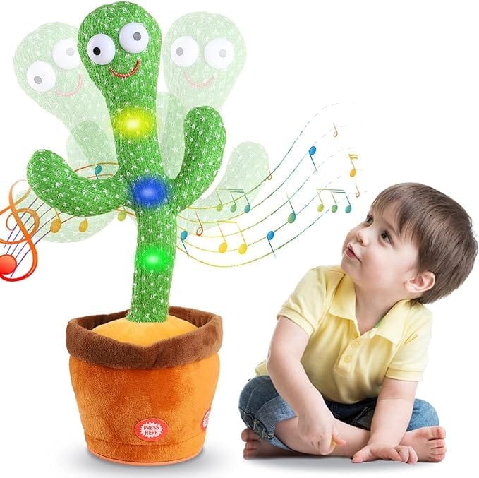 Dancing Cactus Toy, Animated Cactus Sings and Dances with Light Up Feature, Repeats What You Say, Electronic Plush Toy for Kids