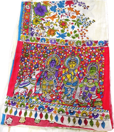 Indian Ethnic Wear Cotton Silk Saree With Kalamkari Paintings