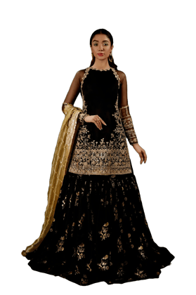 Black Sharara Suit Set Salwar Kameez Readymade Pakistani Stitched New Indian Ready To Wear Wedding Suit