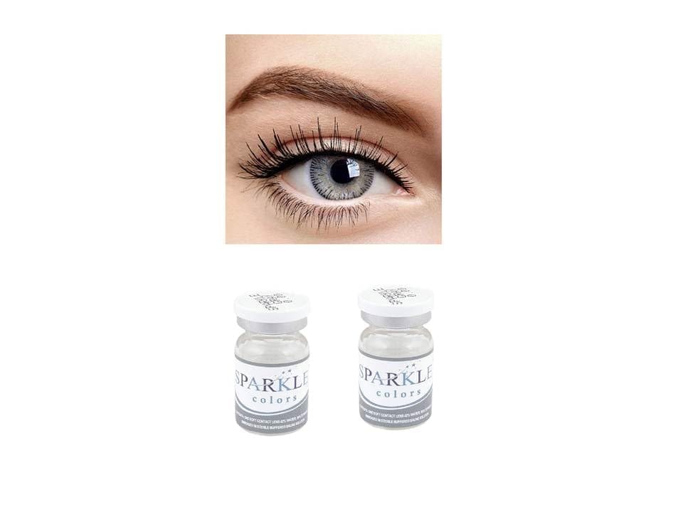 GRAY MD SPARKLE YEARLY COLOR CONTACT LENS WITH LENS CASE, 80ML SOLUTION AND LENS HOLDER (PACK OF 2 LENS)