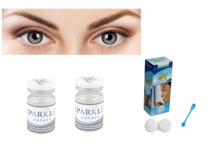 Gray MD Sparkle Yearly Color Contact Lens With Case, 80ML Solution & Lens Holder (Pack Of 2 Lens)