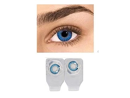 AQUA BLUE AND BLACK MD SPARKLE 2 PAIR MONTHLY COLOR CONTACT LENS WITH CASE, LENS HOLDER AND 60 ML SOLUTION (PACK OF 2 PAIR)