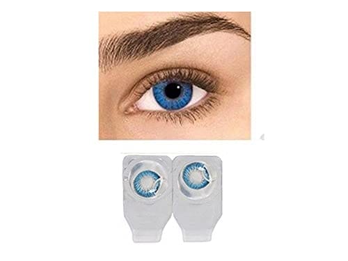 AQUA BLUE AND BLACK MD SPARKLE 2 PAIR MONTHLY COLOR CONTACT LENS WITH CASE, LENS HOLDER AND 60 ML SOLUTION (PACK OF 2 PAIR)