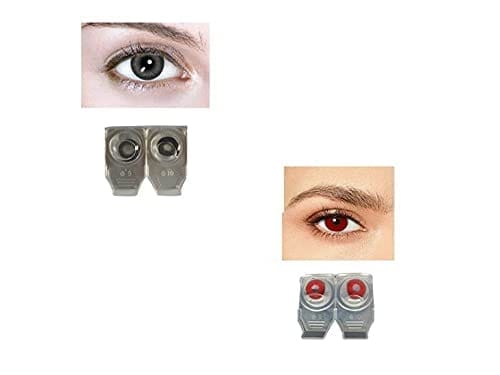 BLACK AND RED MD SPARKLE 2 PAIR MONTHLY COLOR CONTACT LENS WITH CASE, LENS HOLDER AND 60 ML SOLUTION (PACK OF 2 PAIR)