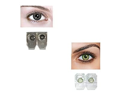 BLACK AND GREEN MD SPARKLE 2 PAIR MONTHLY COLOR CONTACT LENS WITH CASE, LENS HOLDER AND 60 ML SOLUTION (PACK OF 2 PAIR)