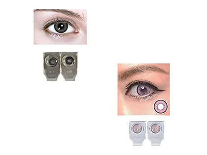 BLACK AND PINK MD SPARKLE 2 PAIR MONTHLY COLOR CONTACT LENS WITH CASE, LENS HOLDER AND 60 ML SOLUTION (PACK OF 2 PAIR)